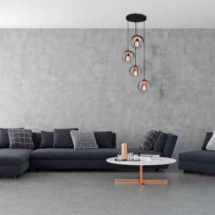 Chandelier on a string MOONLIGHT 4xE27/15W/230V black/copper