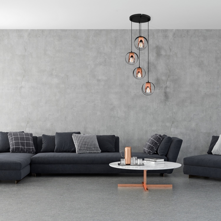 Chandelier on a string MOONLIGHT 4xE27/15W/230V black/copper