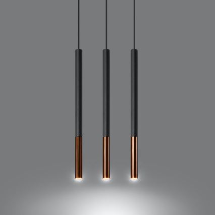Chandelier on a string MOSAIC 3xG9/12W/230V black/copper