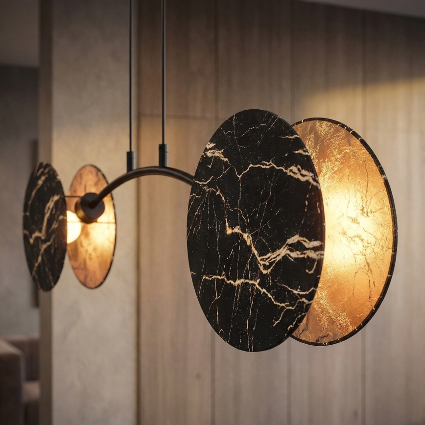 Chandelier on a string MOTIF 2xE27/15W/230V black/gold