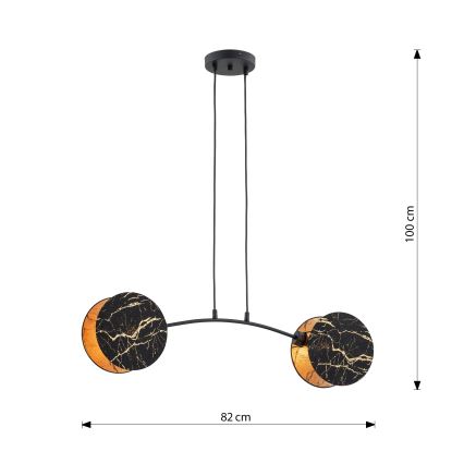 Chandelier on a string MOTIF 2xE27/15W/230V black/gold