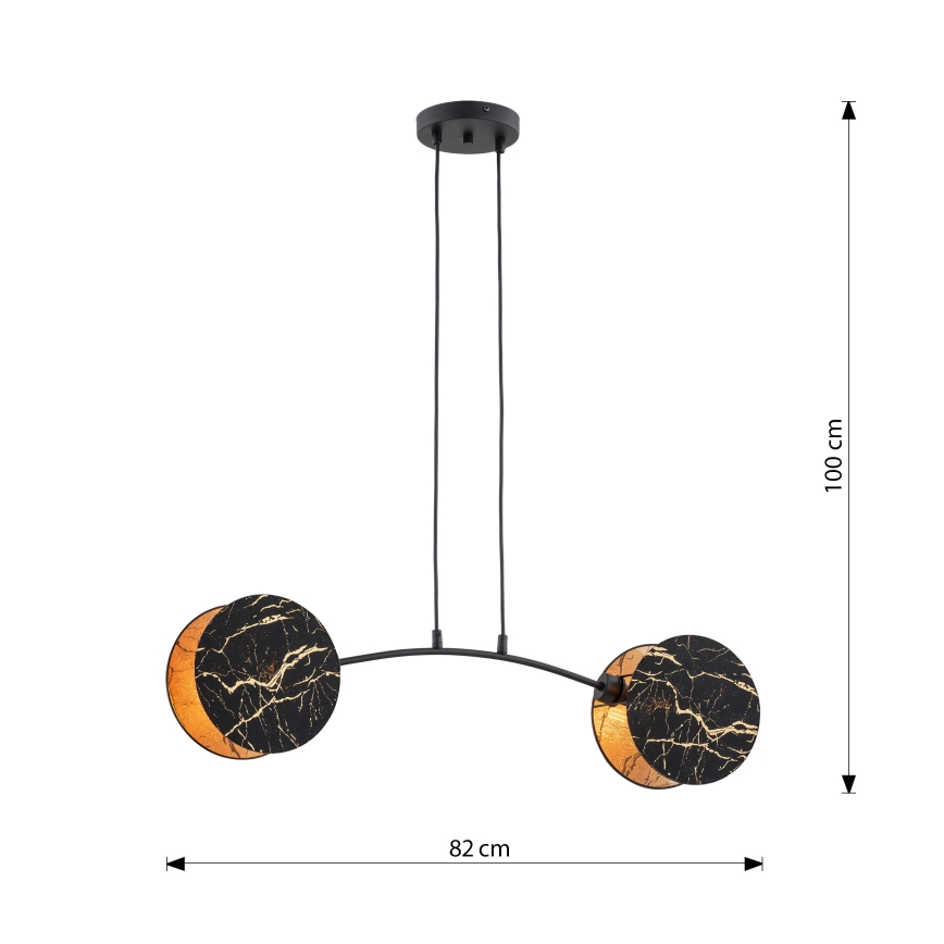 Chandelier on a string MOTIF 2xE27/15W/230V black/gold
