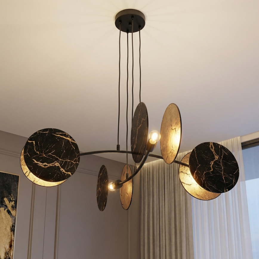 Chandelier on a string MOTIF 4xE27/15W/230V black/gold