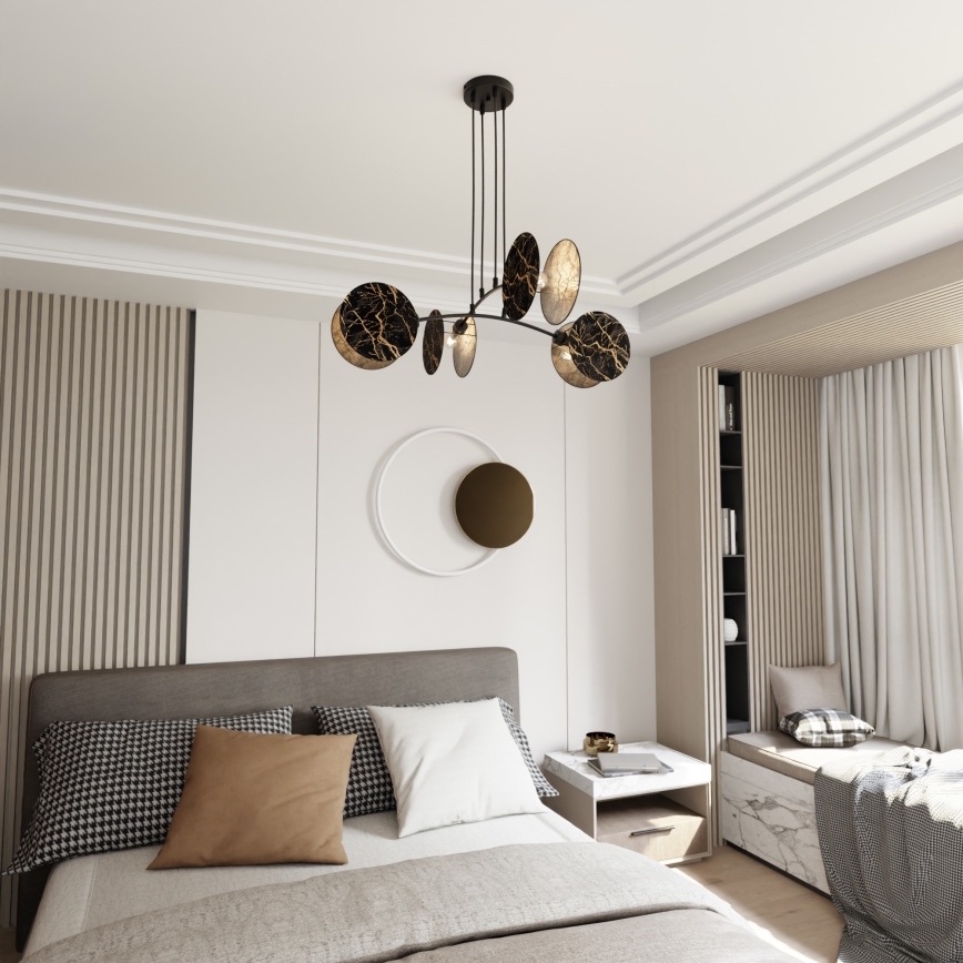 Chandelier on a string MOTIF 4xE27/15W/230V black/gold