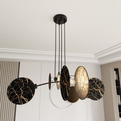 Chandelier on a string MOTIF 4xE27/15W/230V black/gold