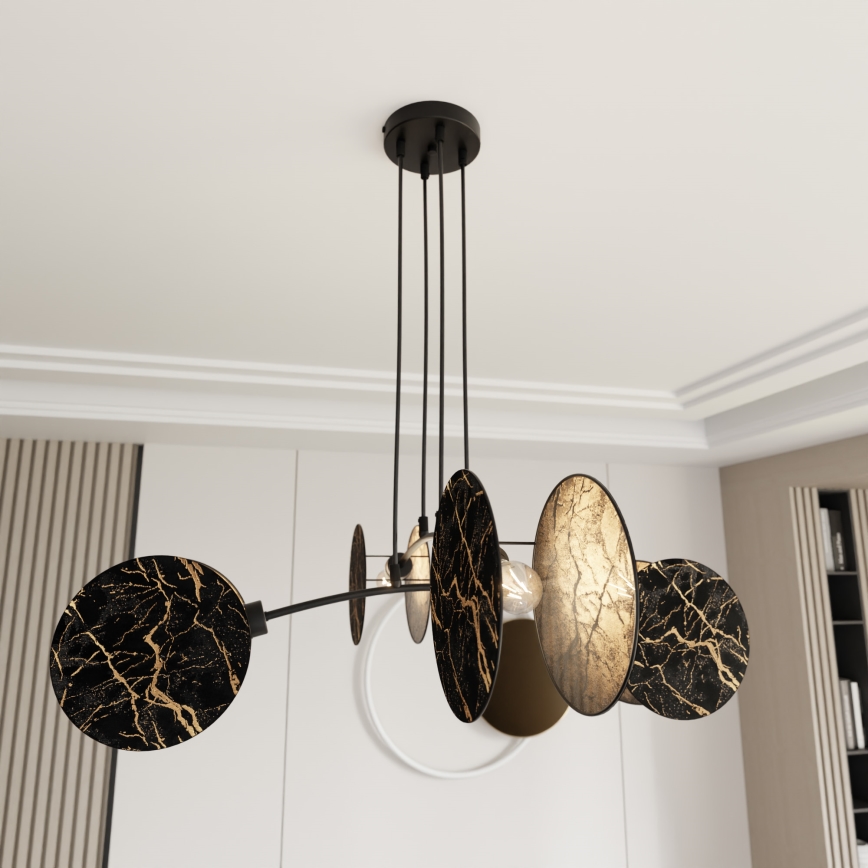 Chandelier on a string MOTIF 4xE27/15W/230V black/gold