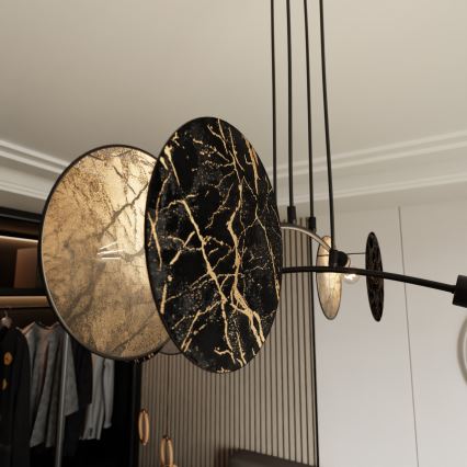 Chandelier on a string MOTIF 4xE27/15W/230V black/gold