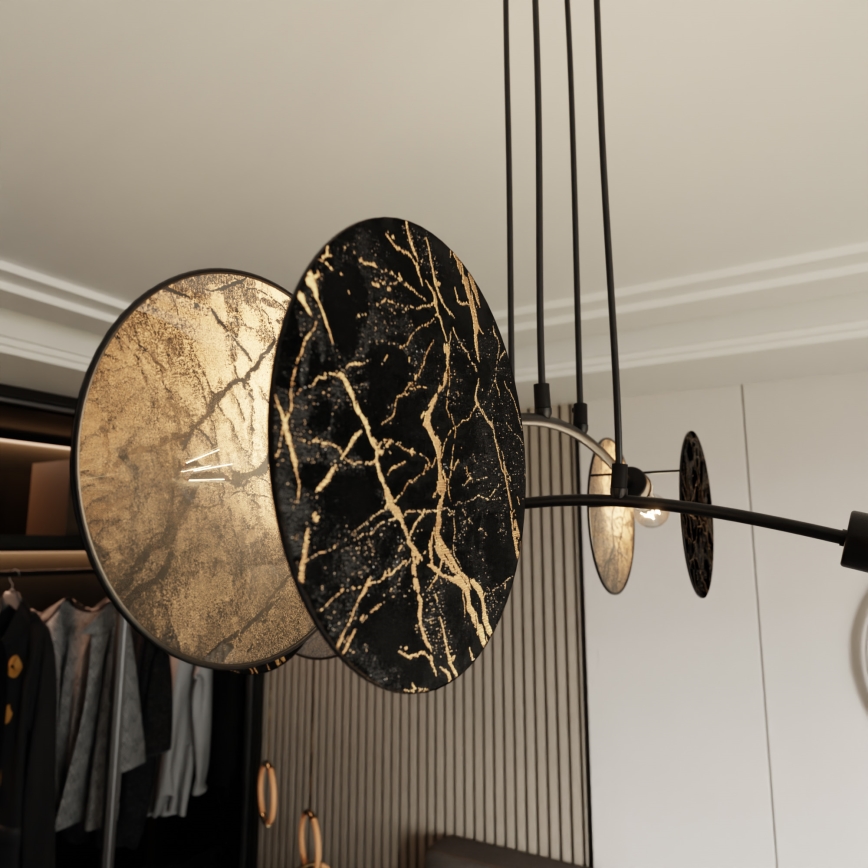 Chandelier on a string MOTIF 4xE27/15W/230V black/gold