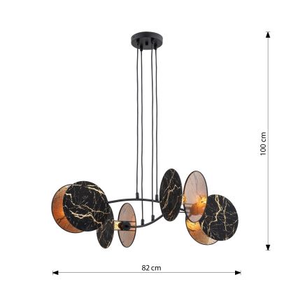 Chandelier on a string MOTIF 4xE27/15W/230V black/gold