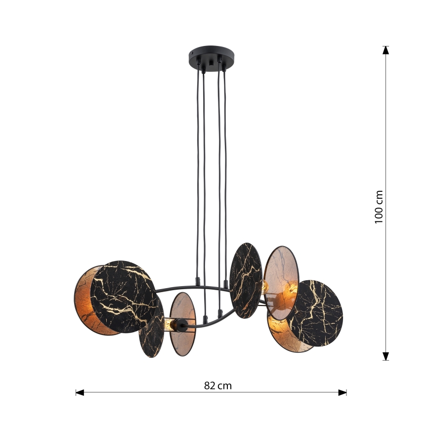 Chandelier on a string MOTIF 4xE27/15W/230V black/gold
