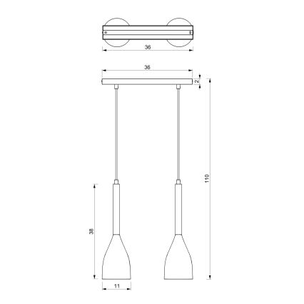 Chandelier on a string MUZA 2xE27/60W/230V