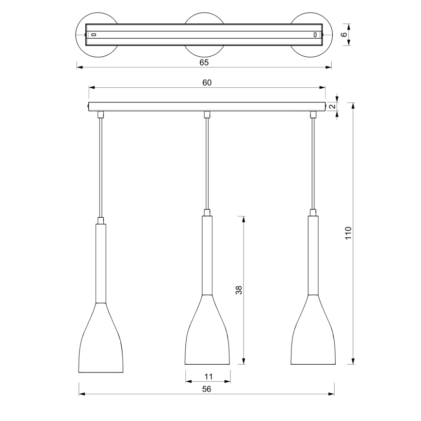 Chandelier on a string MUZA 3xE27/60W/230V