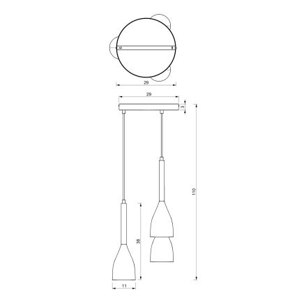 Chandelier on a string MUZA 3xE27/60W/230V round