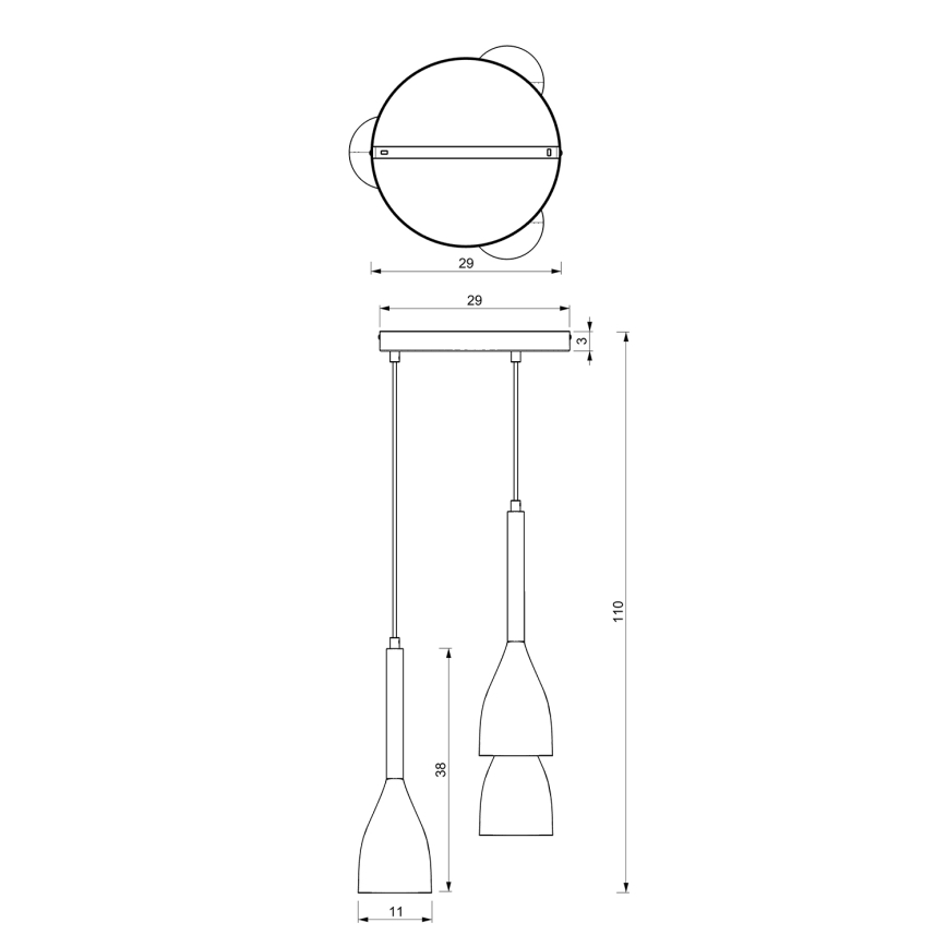 Chandelier on a string MUZA 3xE27/60W/230V round
