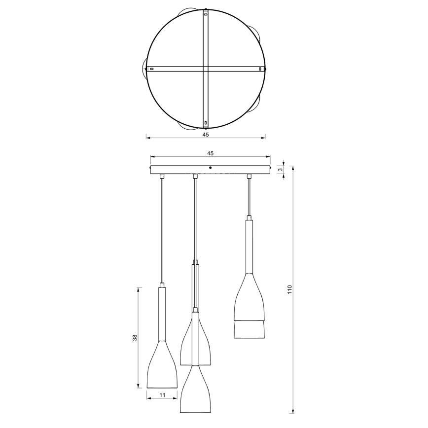 Chandelier on a string MUZA 5xE27/15W/230V black/brown/copper/beech