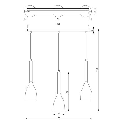 Chandelier on a string MUZA NEW 3xE27/60W/230V black