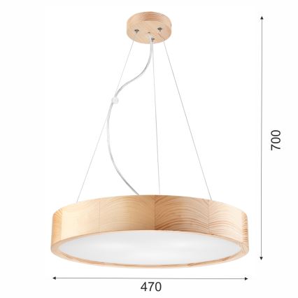 Chandelier on a string NATURAL 3xE27/60W/230V ø 47 cm pine - FSC certified
