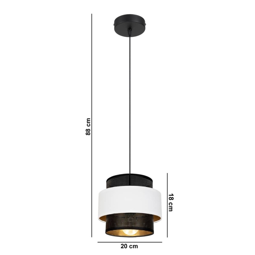 Chandelier on a string NESS 1xE27/60W/230V black/white