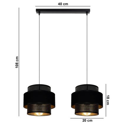 Chandelier on a string NESS 2xE27/60W/230V black