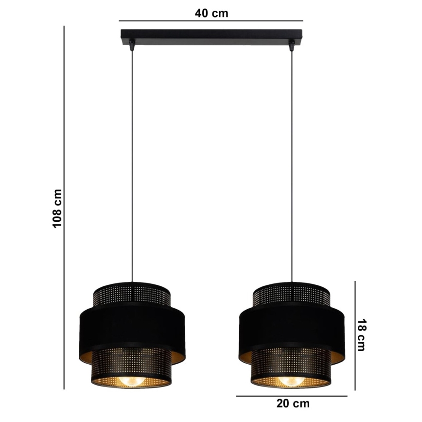 Chandelier on a string NESS 2xE27/60W/230V black