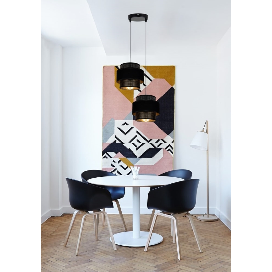 Chandelier on a string NESS 2xE27/60W/230V d. 30 cm black