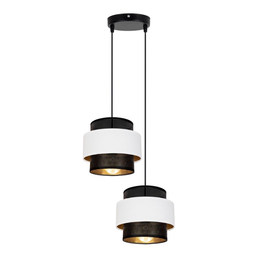 Chandelier on a string NESS 2xE27/60W/230V d. 30 cm black/white
