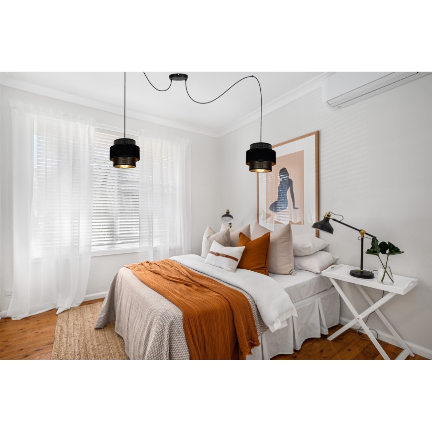 Chandelier on a string NESS 2xE27/60W/230V spider black