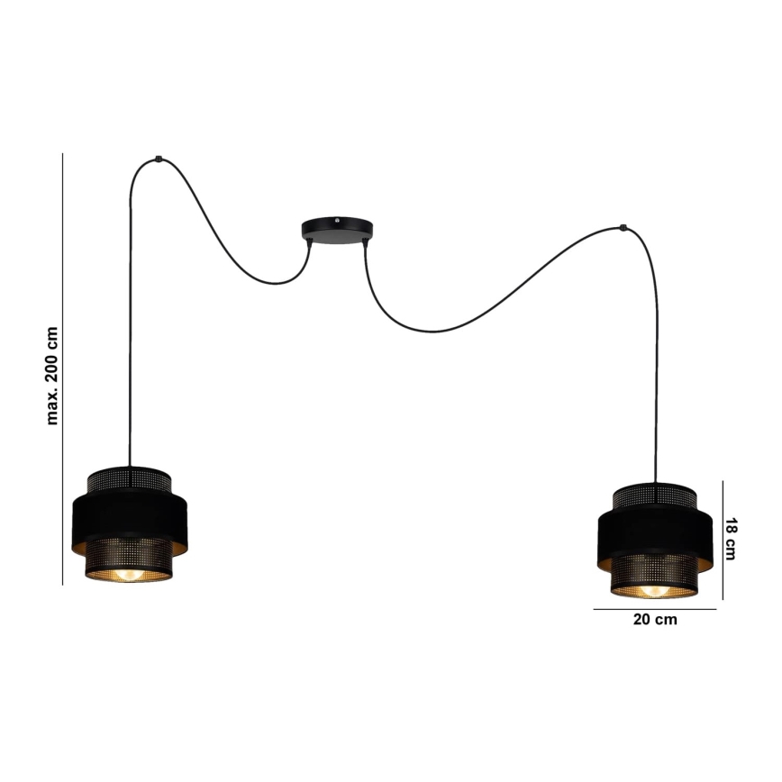 Chandelier on a string NESS 2xE27/60W/230V spider black