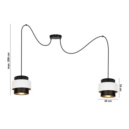Chandelier on a string NESS 2xE27/60W/230V spider black/white