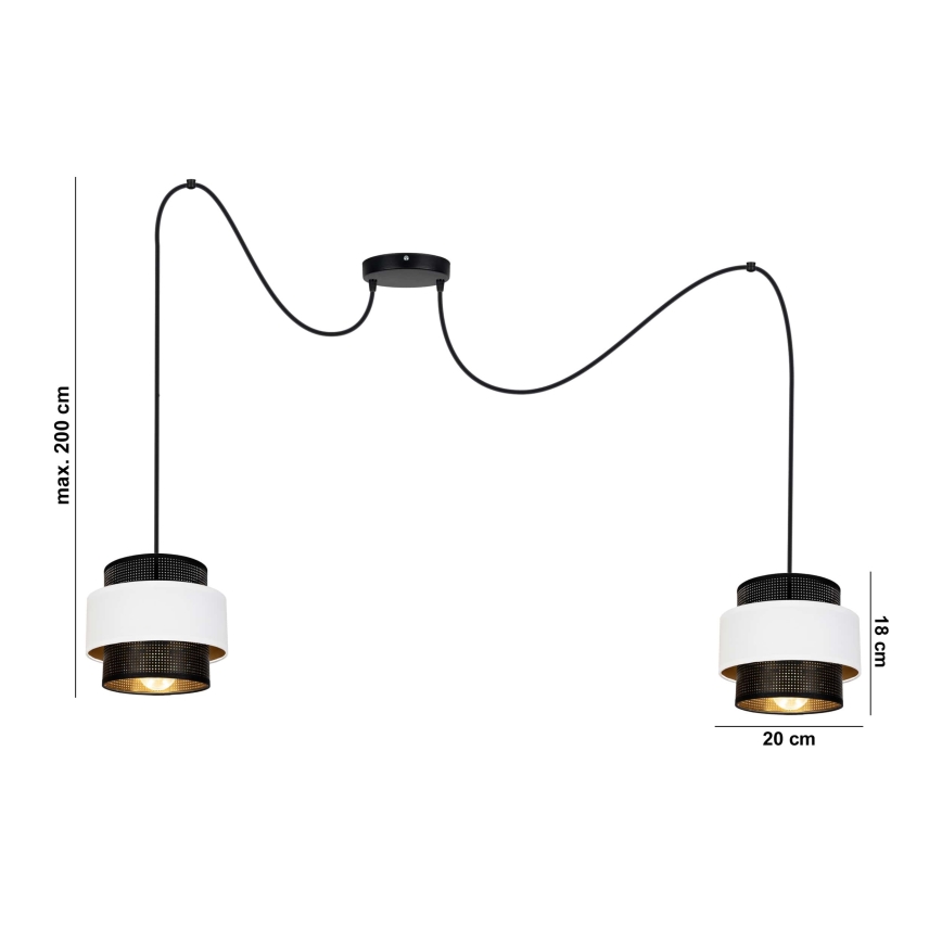 Chandelier on a string NESS 2xE27/60W/230V spider black/white