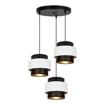 Chandelier on a string NESS 3xE27/60W/230V d. 45 cm black/white