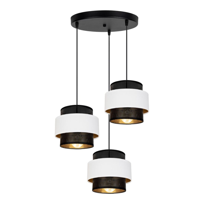 Chandelier on a string NESS 3xE27/60W/230V d. 45 cm black/white