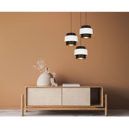 Chandelier on a string NESS 3xE27/60W/230V d. 45 cm black/white