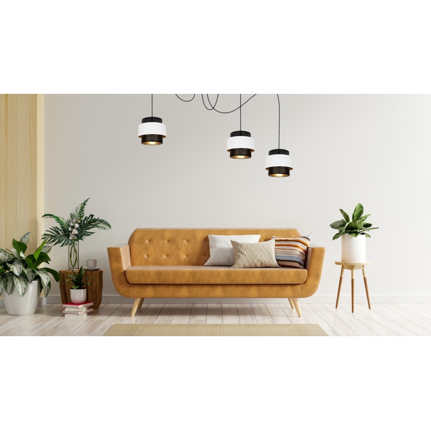 Chandelier on a string NESS 3xE27/60W/230V spider black/white
