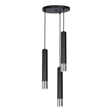 Chandelier on a string NEST 3xGU10/8W/230V black/shiny chrome