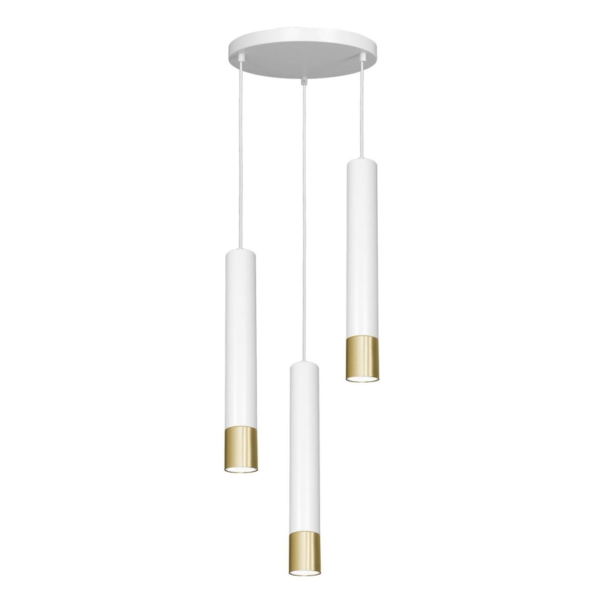 Chandelier on a string NEST 3xGU10/8W/230V white/golden round