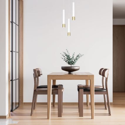 Chandelier on a string NEST 3xGU10/8W/230V white/golden round