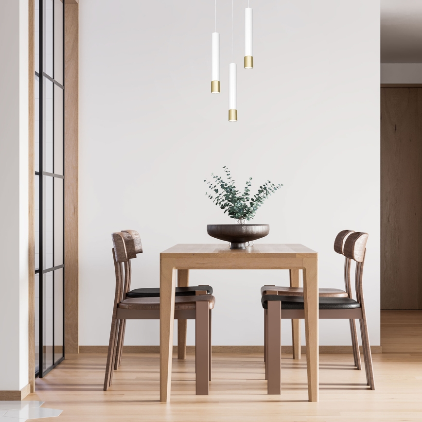 Chandelier on a string NEST 3xGU10/8W/230V white/golden round