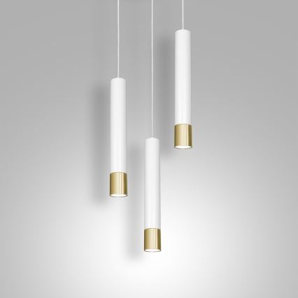 Chandelier on a string NEST 3xGU10/8W/230V white/golden round