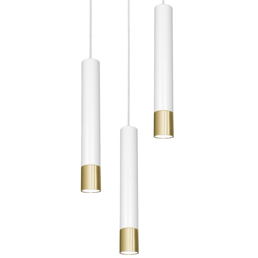 Chandelier on a string NEST 3xGU10/8W/230V white/golden round