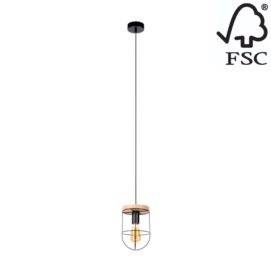 Chandelier on a string NETUNO 1xE27/60W/230V oak - FSC certified
