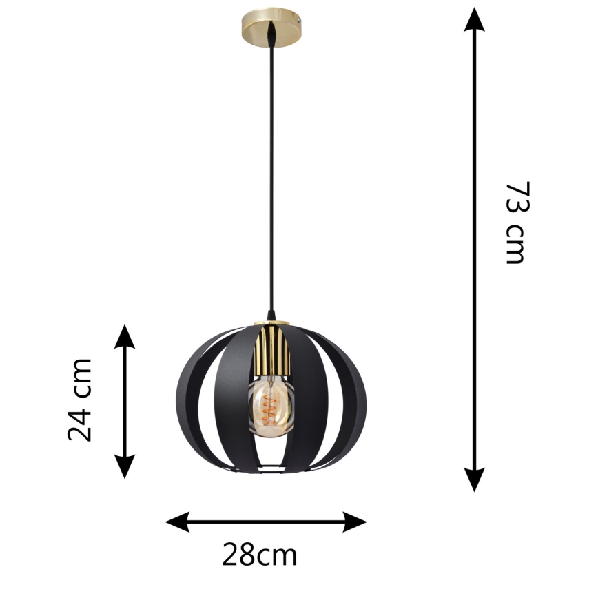 Chandelier on a string NEWTON 1xE27/15W/230V black/gold