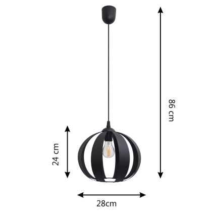 Chandelier on a string NEWTON 1xE27/15W/230V black
