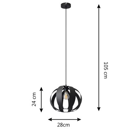 Chandelier on a string NEWTON 1xE27/15W/230V black
