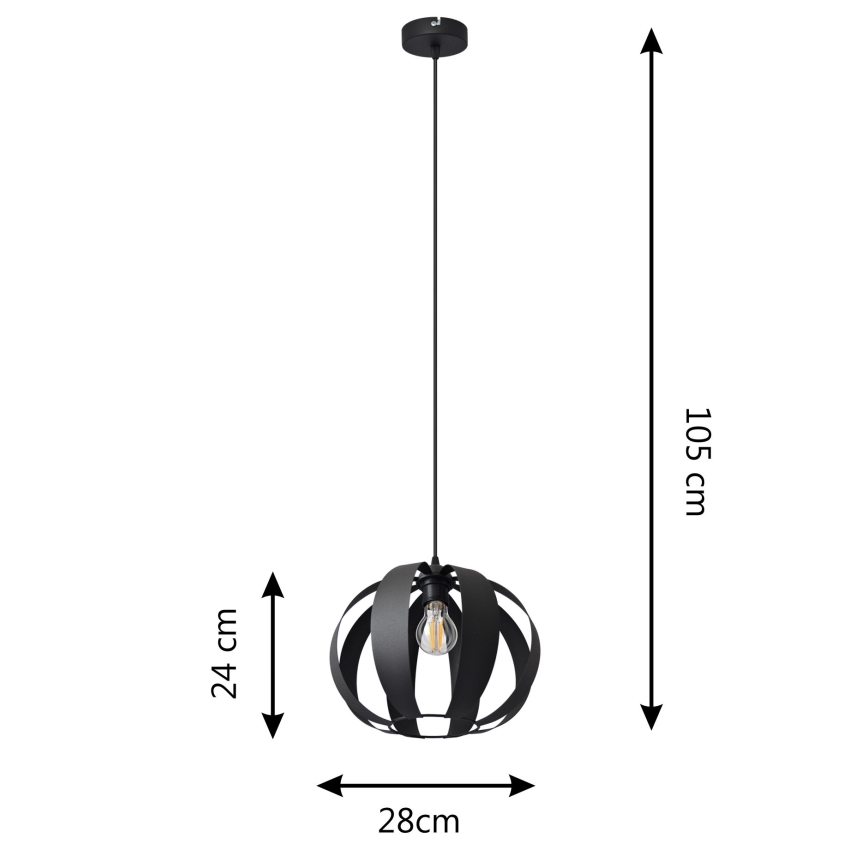 Chandelier on a string NEWTON 1xE27/15W/230V black