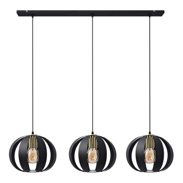 Chandelier on a string NEWTON 3xE27/15W/230V black/gold