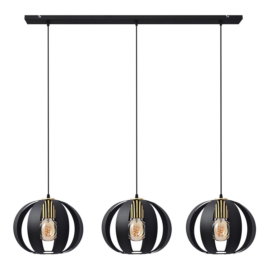 Chandelier on a string NEWTON 3xE27/15W/230V black/gold