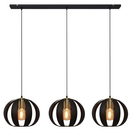 Chandelier on a string NEWTON 3xE27/15W/230V black/gold