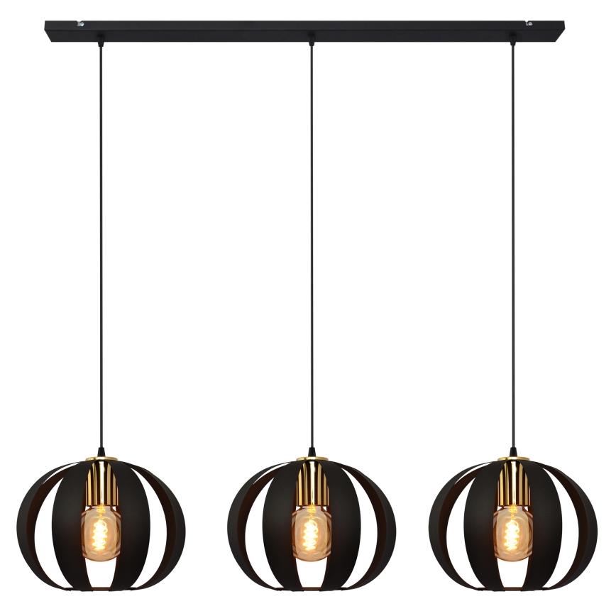 Chandelier on a string NEWTON 3xE27/15W/230V black/gold