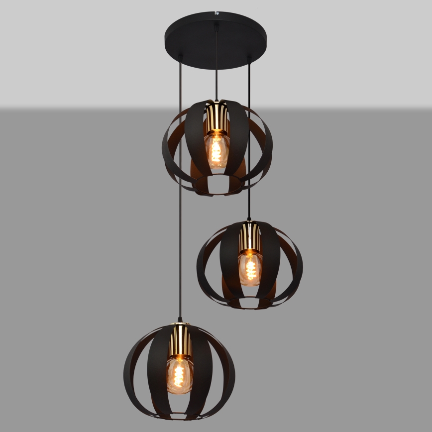 Chandelier on a string NEWTON 3xE27/15W/230V black